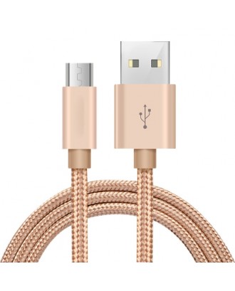 2M Micro USB Pure Color Woven Data  Cable  Earthly Gold For Android